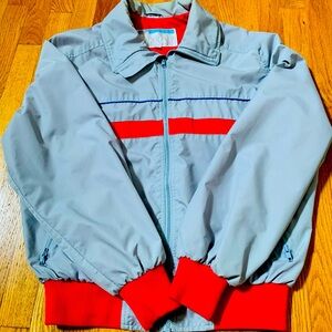 Vintage Glacier Bay Windbreaker Grey Blue Red Full Zip Jacket Mens Large